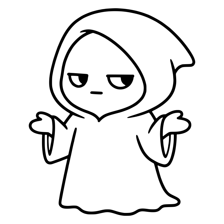 Unimpressed Grim Reaper Shrugging With Open Hands — free characters SVG cut file
