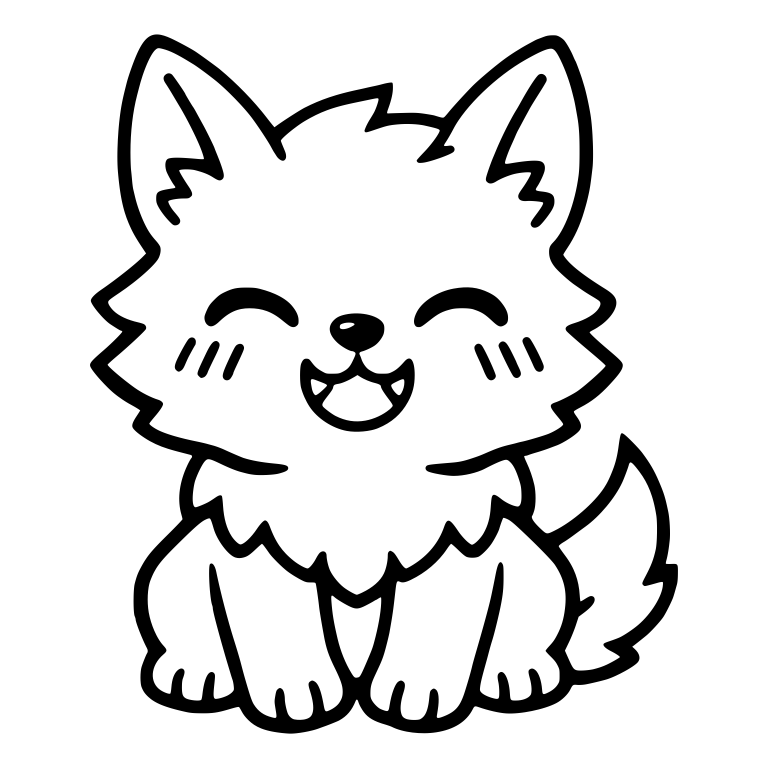 Laughing Wolf Pup With Closed Eyes and Blush Marks — free animal SVG cut file