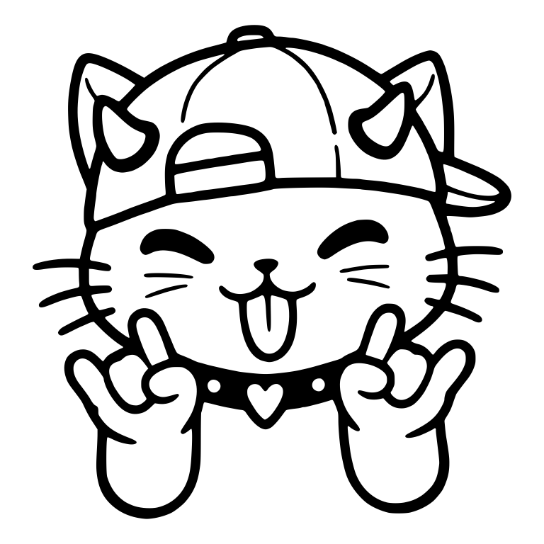 Rock On Kitty With Backwards Cap And Devil Horns — free animal SVG cut file
