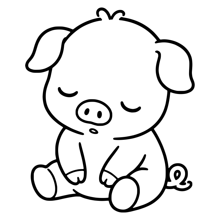 Drowsy Piglet Sitting With Small Hair Tuft — free animal SVG cut file