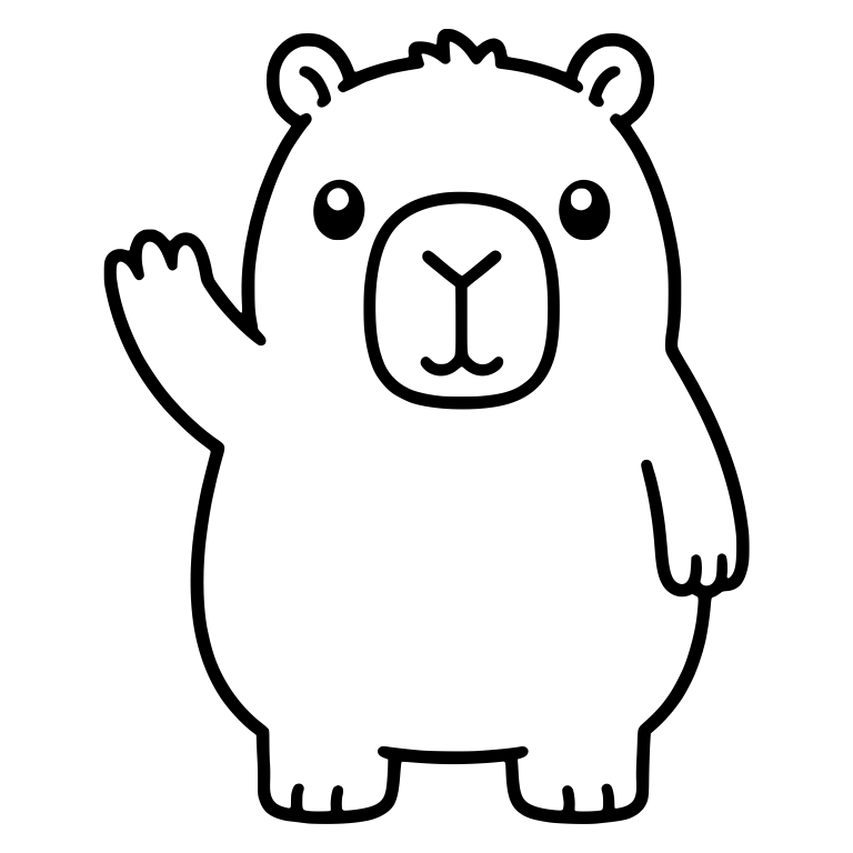 Capybara Standing and Waving with Round Dot Eyes — free animal SVG cut file