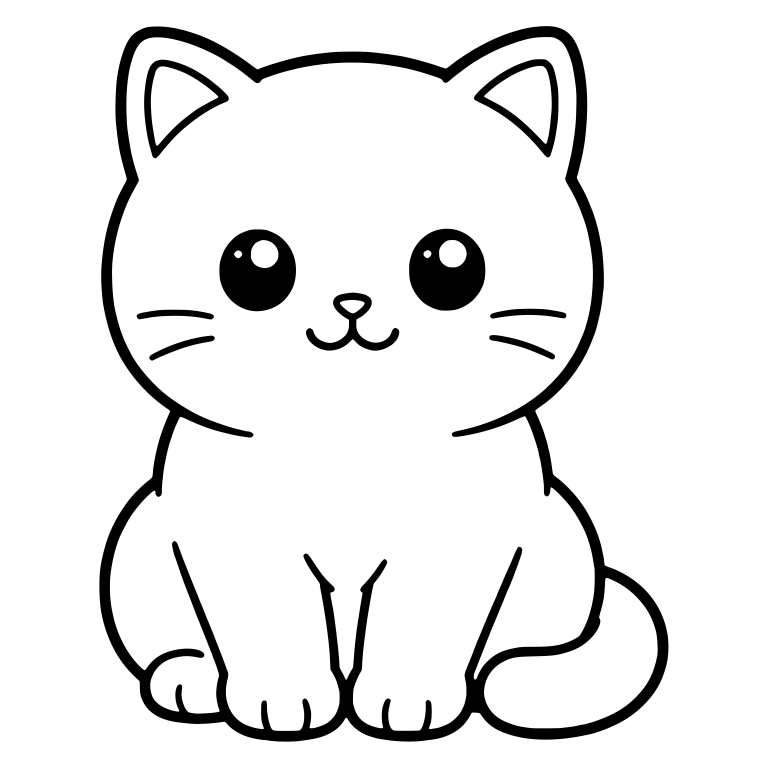 Round-Faced British Shorthair Kitten Sitting Upright — free animal SVG cut file