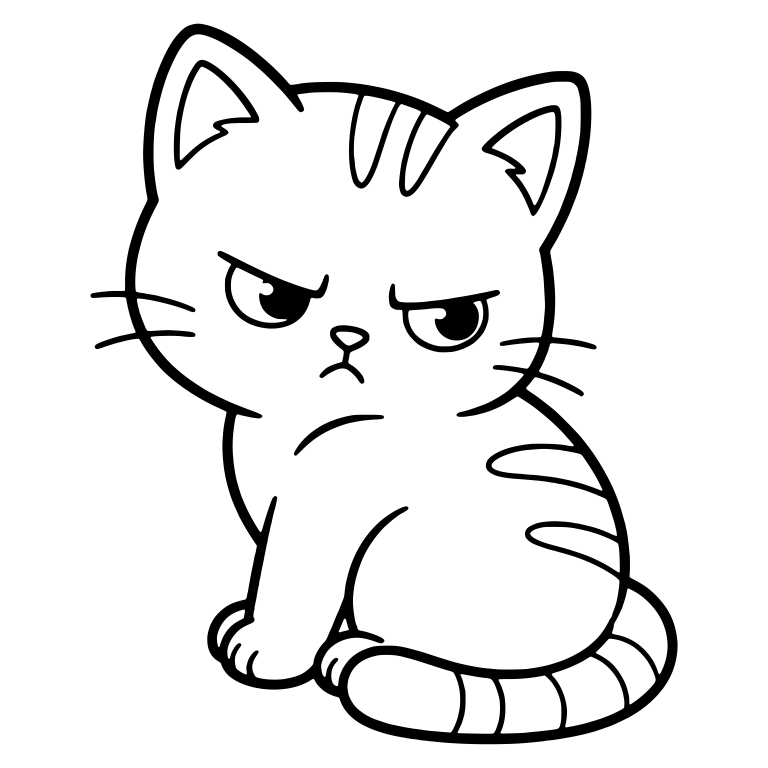 Tabby Kitten Sitting Sideways With Side Glare — free animal SVG cut file