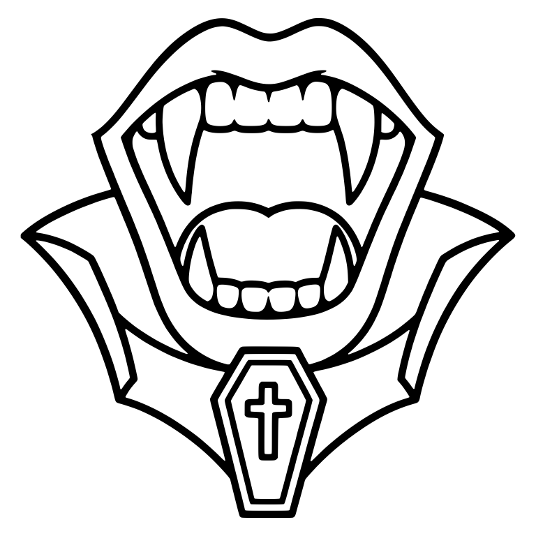Open Vampire Mouth With Coffin Pendant and High Collar — free fantasy-creature SVG cut file