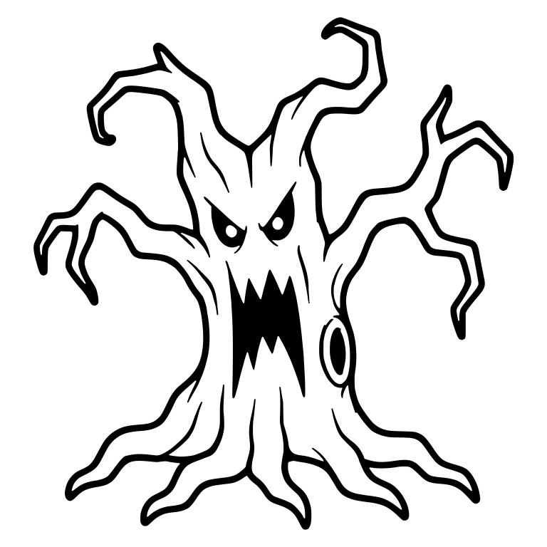 Roaring Tree with Jagged Teeth and Hooked Branches — free floral SVG cut file