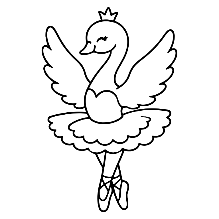 Ballerina Swan in Tutu with Crown and Raised Wings — free animal SVG cut file