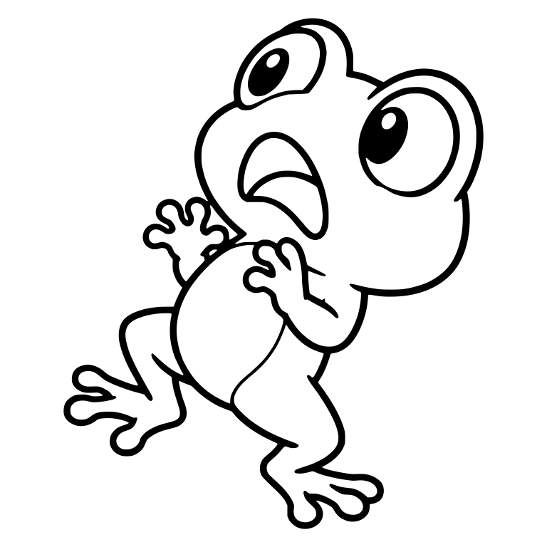 Alarmed Chibi Frog Leaning Back With Hands Up — free animal SVG cut file