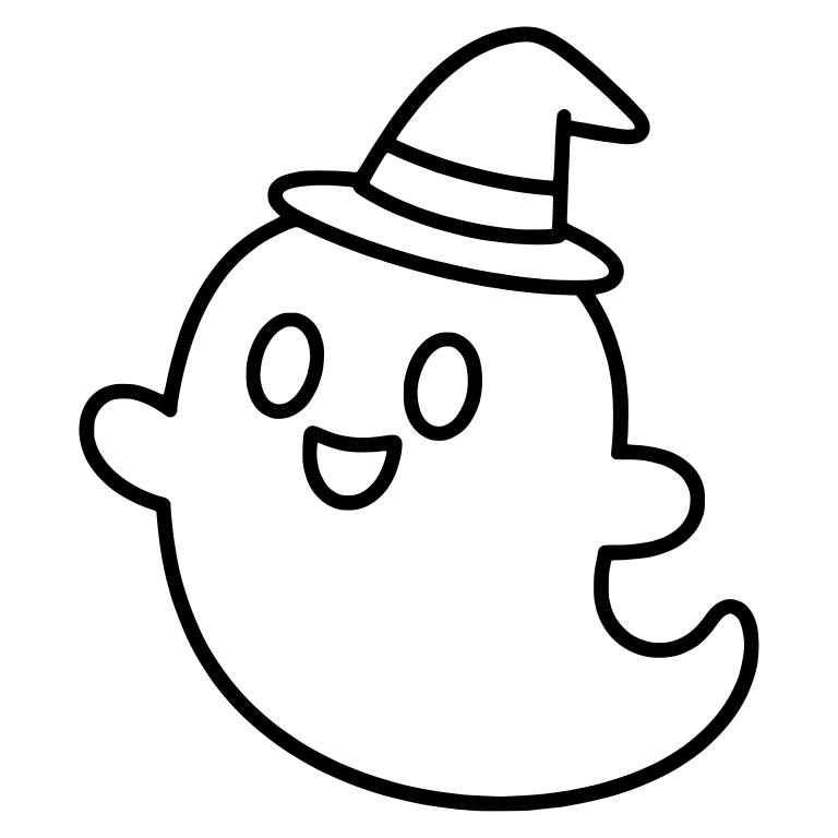 Smiling Ghost Wearing a Striped Witch Hat — free fantasy-creature SVG cut file