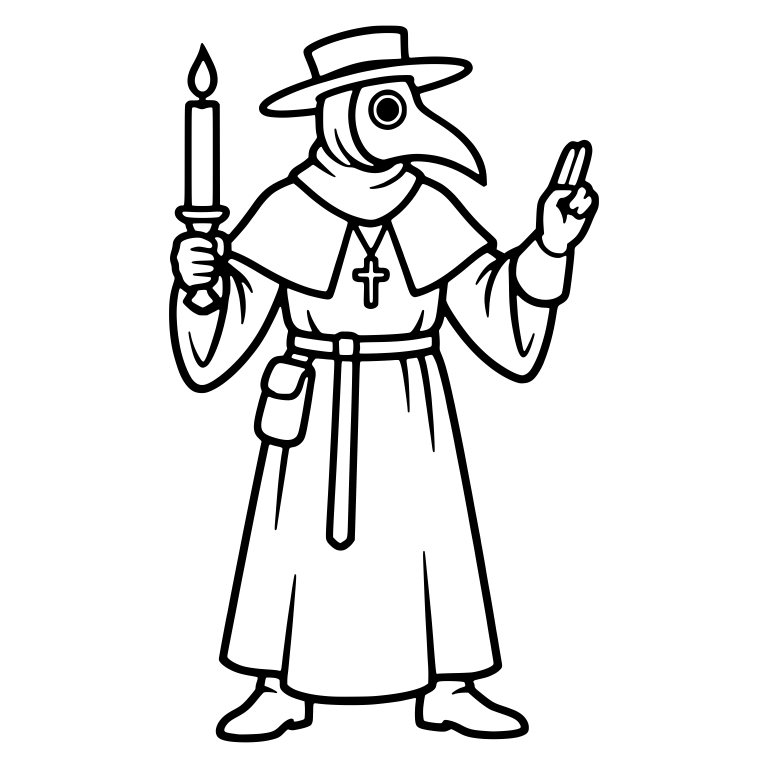 Plague Doctor Holding Candle with Blessing Hand — free characters SVG cut file