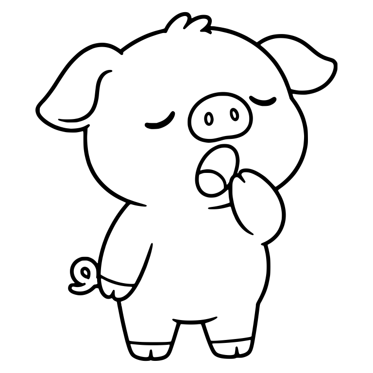 Yawning Standing Piglet Covering Mouth With Hoof — free animal SVG cut file