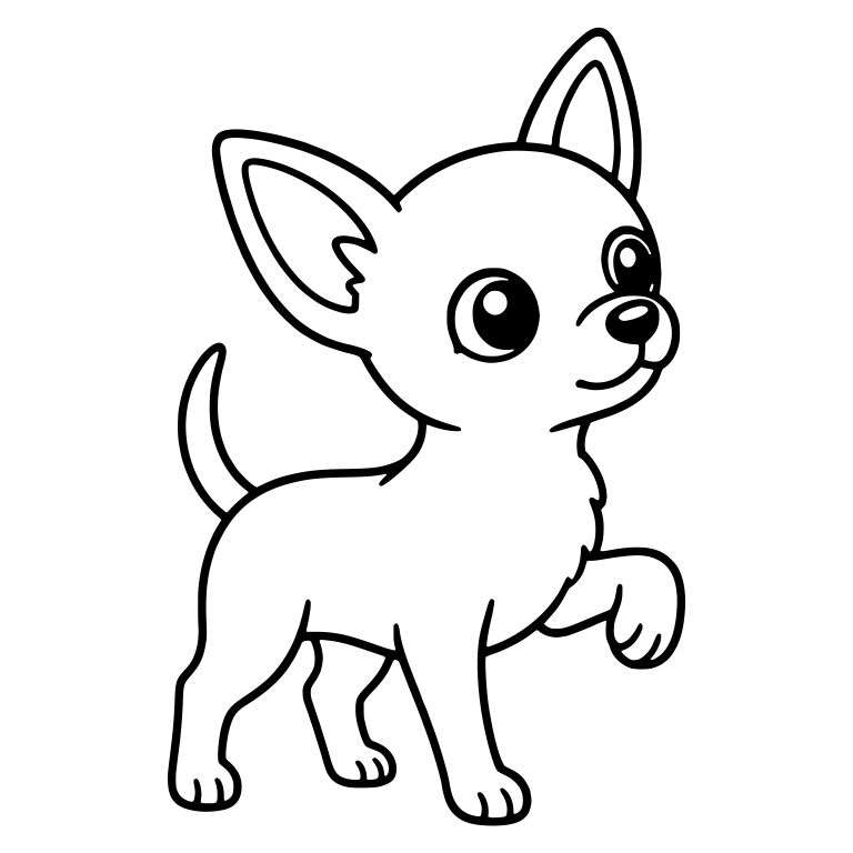 Alert Chihuahua Puppy Looking Up With Front Paw Raised — free animal SVG cut file