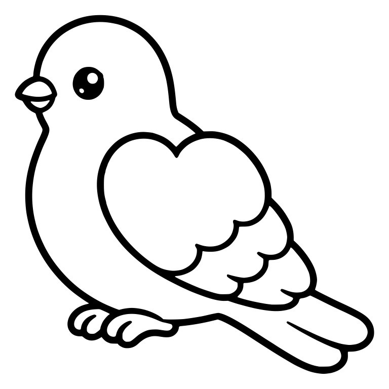 Standing Dove With Heart-Shaped Wing — free animal SVG cut file