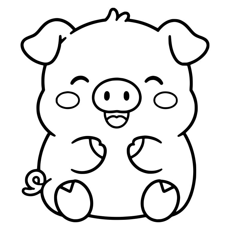 Chubby Sitting Pig With Paws on Chest — free animal SVG cut file
