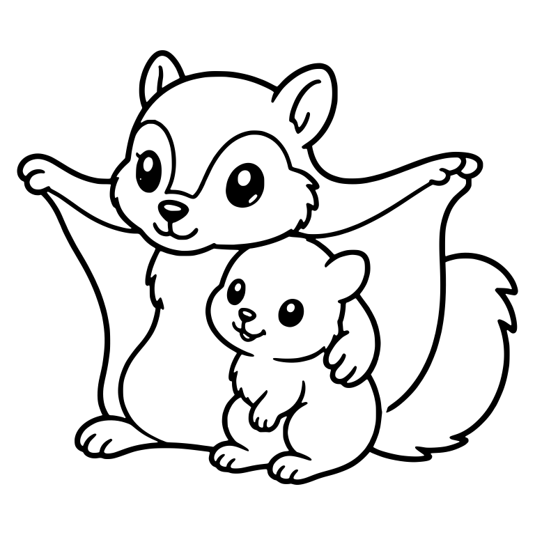 Mother Flying Squirrel with Baby Squirrel — free animal SVG cut file