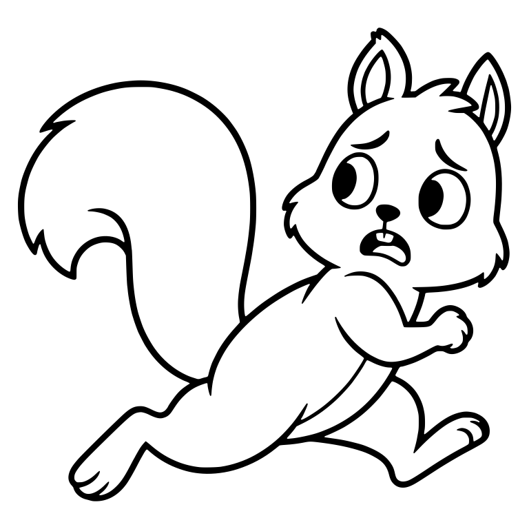 Worried Squirrel Running with Backward Glance, Fluffy Tail — free animal SVG cut file