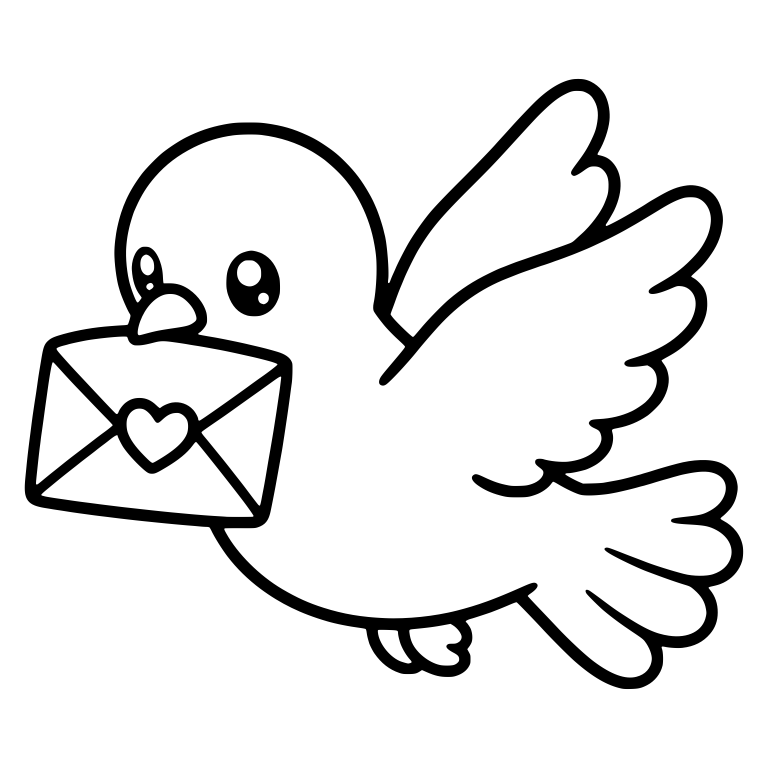 Flying Dove Carrying Heart-Sealed Envelope — free animal SVG cut file