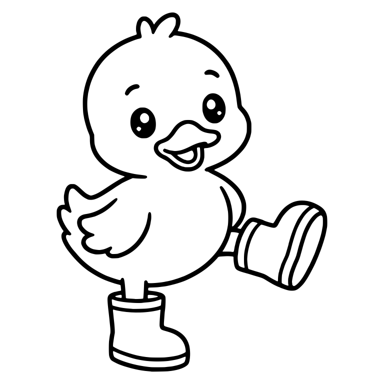 Playful Duckling Kicking Up One Rubber Boot — free animal SVG cut file