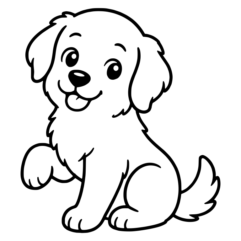 Golden Retriever Puppy Sitting And Waving One Paw — free animal SVG cut file