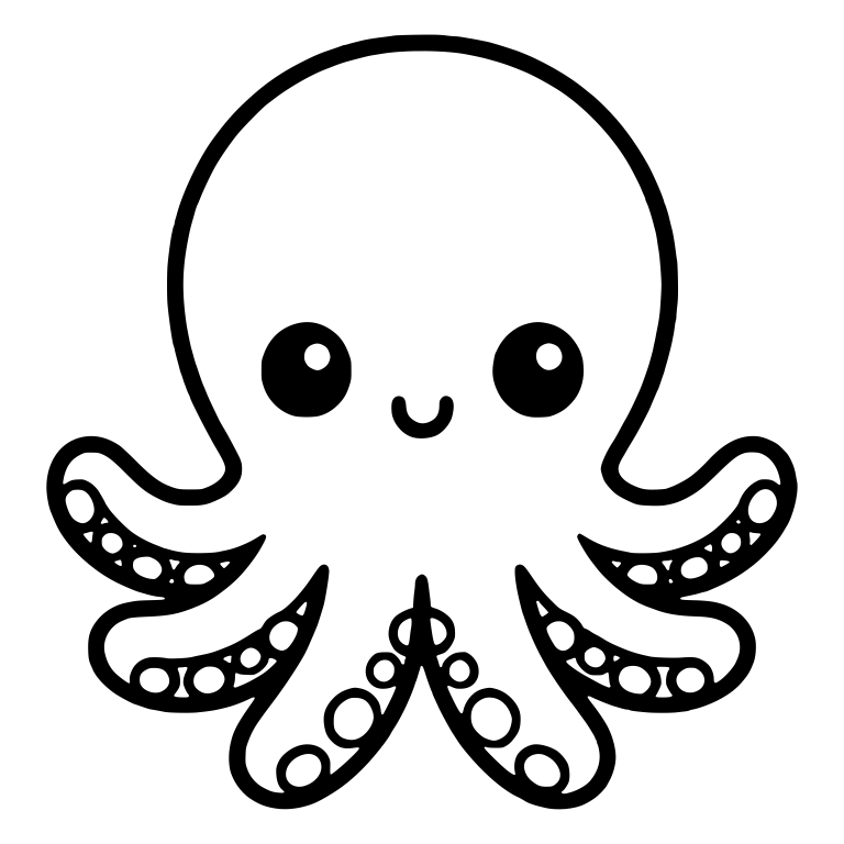 Octopus With Eight Arms And Detailed Suction Cups — free animal SVG cut file