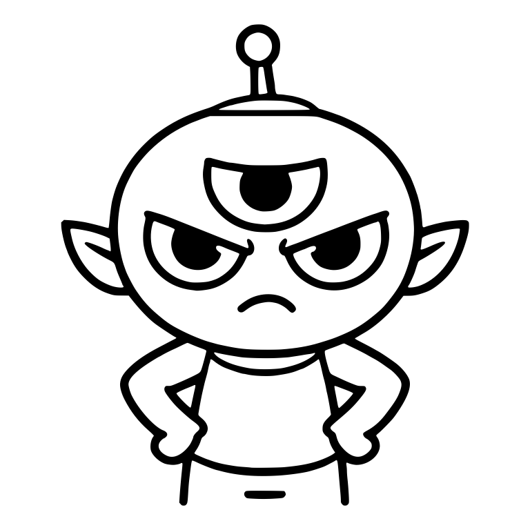 Grumpy Alien With Forehead Eye and Hands on Hips — free fantasy-creature SVG cut file