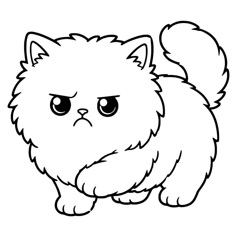 Angry Persian Kitten Stalking With Fluffy Tail Up — free animal SVG cut file