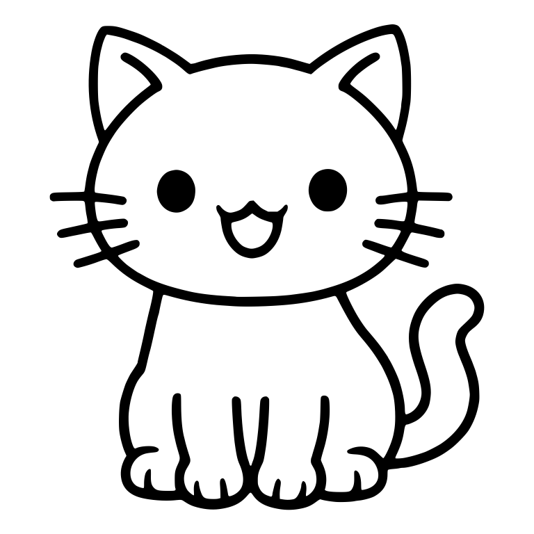 Sitting Kitten with Open Mouth and Long Whiskers — free animal SVG cut file