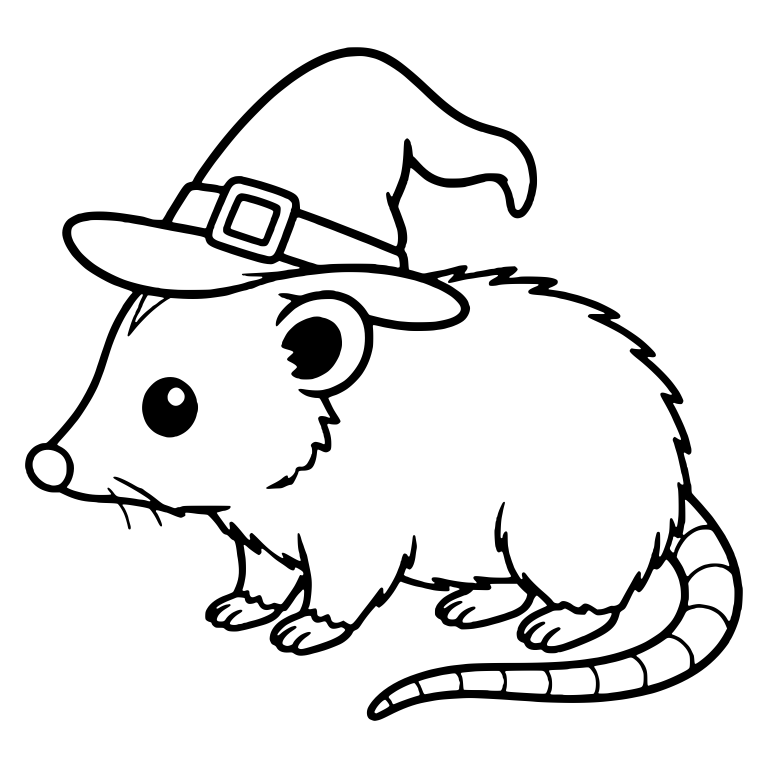 Opossum in Witch Hat Walking Side View — free animal SVG cut file