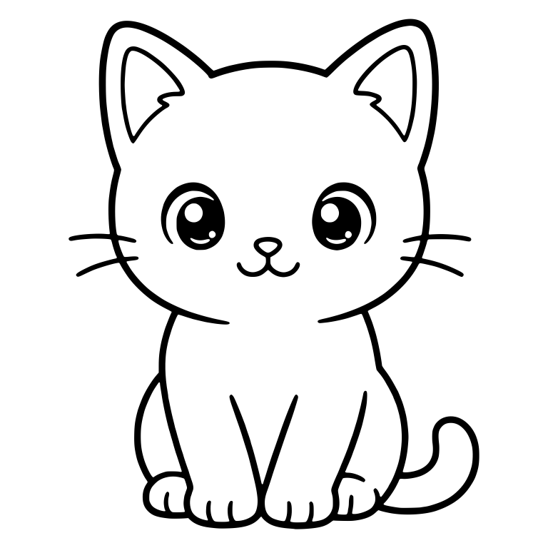 Sitting Pointed Ear Kitten Facing Front — free animal SVG cut file