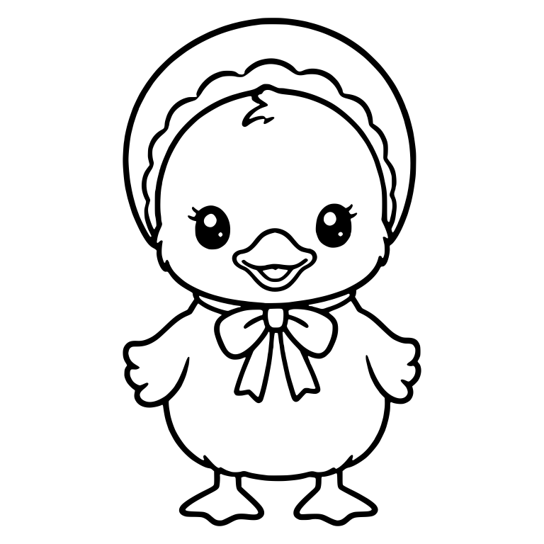 Standing Duckling in a Round Bonnet with Bow Tie — free animal SVG cut file