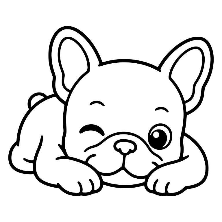 Winking French Bulldog Lying Down on Front Paws — free animal SVG cut file