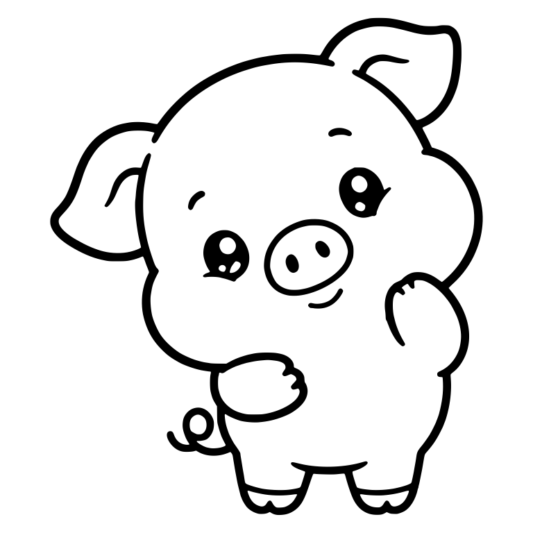 Chubby Piglet with Tilted Head and Raised Hoof — free animal SVG cut file