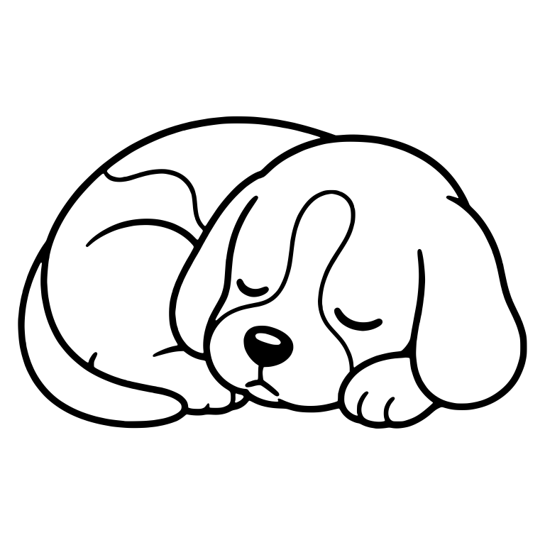 Curled Up Sleeping Beagle Puppy with Head on Paw — free animal SVG cut file