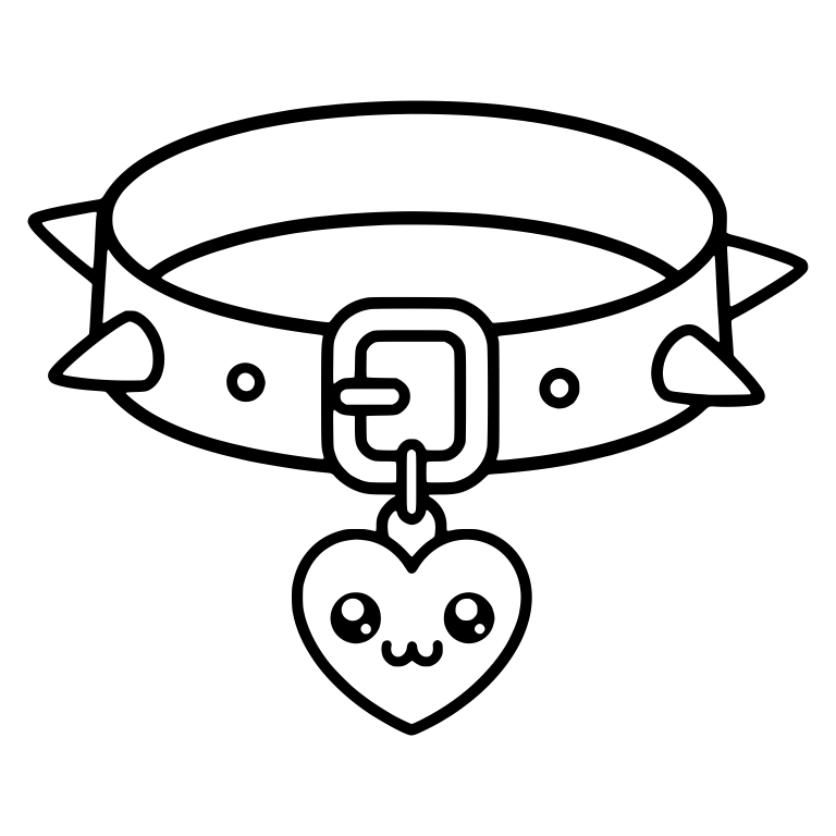 Spiked Buckle Collar With Dangling Kawaii Heart Tag — free objects SVG cut file