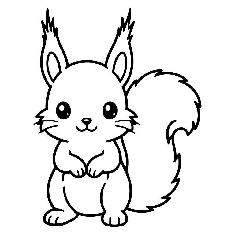 Standing Squirrel With Long Ear Tufts and Paws Together — free animal SVG cut file