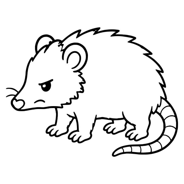 Sulking Opossum Walking in Side View — free animal SVG cut file