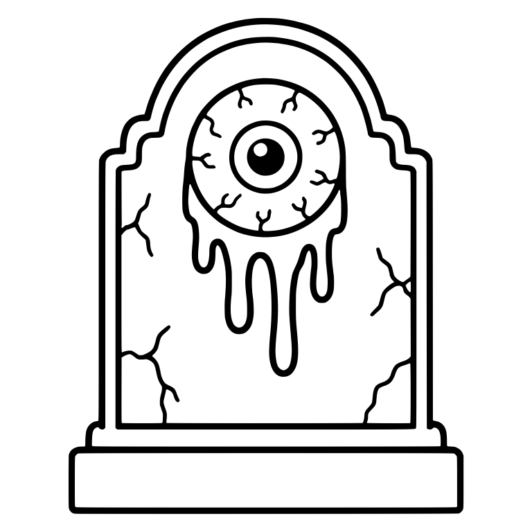 Arched Gravestone with Dripping Eyeball — free objects SVG cut file