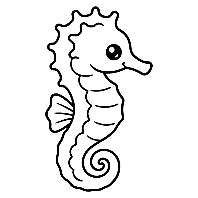 Right-Facing Seahorse With Ridged Belly — free animal SVG cut file