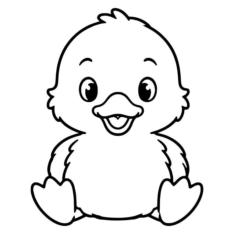 Smiling Sitting Duckling with Fluffy Cheek Tufts — free animal SVG cut file