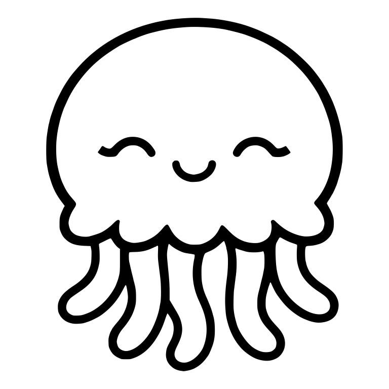 Smiling Jellyfish With Closed Eyes and Long Tentacles — free animal SVG cut file
