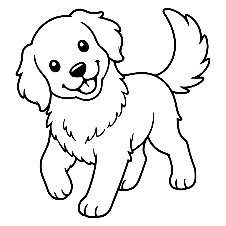 Walking Golden Retriever Puppy with Head Tilted — free animal SVG cut file