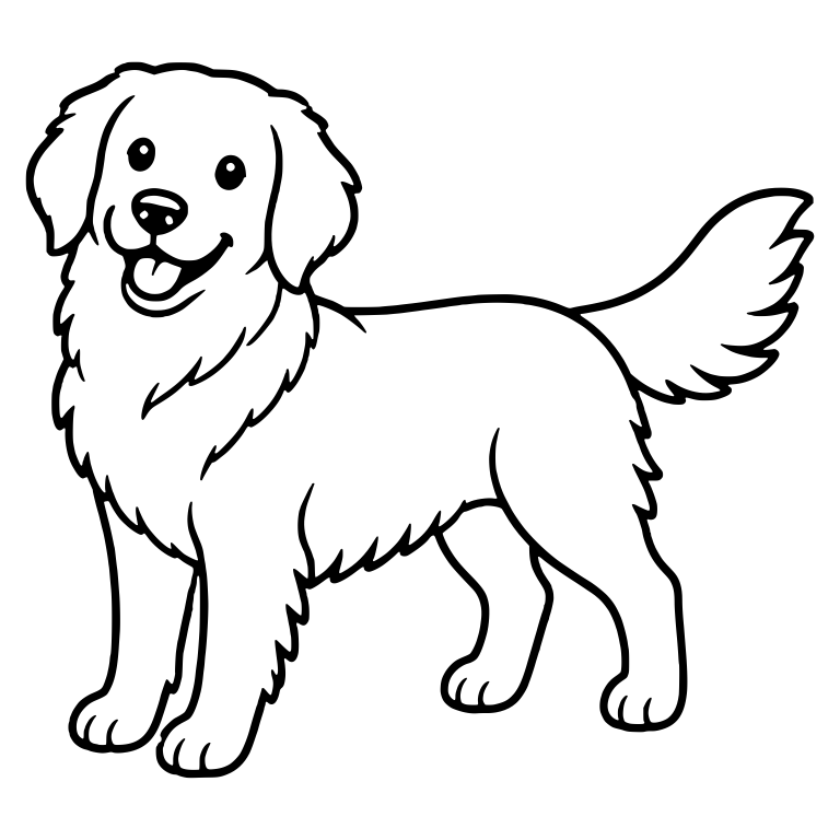Standing Golden Retriever with Open Smile and Raised Tail — free animal SVG cut file