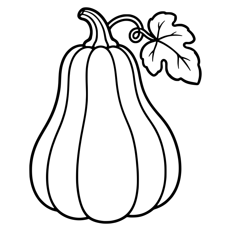 Tall Pear-Shaped Pumpkin with Leaf and Curling Vine — free floral SVG cut file