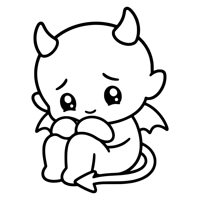 Sad Little Devil Hugging Knees with Bat Wings — free fantasy-creature SVG cut file