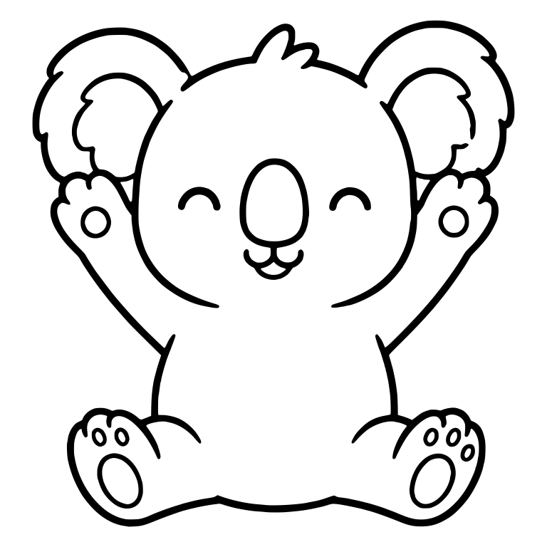 Happy Koala Stretching Arms Up While Sitting — free animal SVG cut file