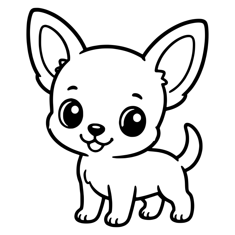 Happy Chihuahua Puppy Standing With Tail Curled Up — free animal SVG cut file