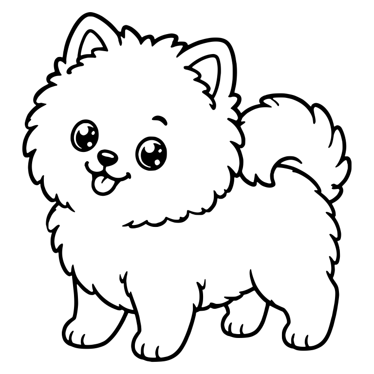Standing Pomeranian With Sparkly Eyes And Brow Mark — free animal SVG cut file