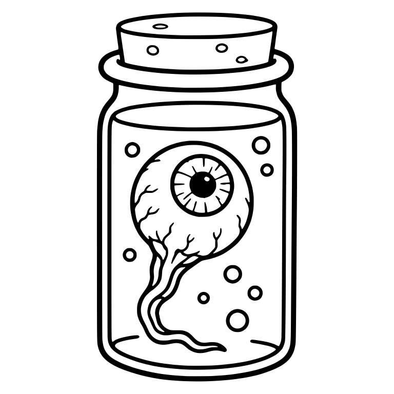 Corked Jar with Eyeball and Long Optic Nerve — free objects SVG cut file