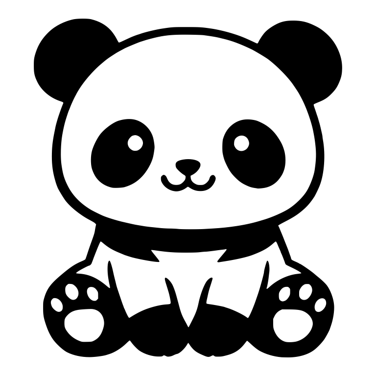 Sitting Panda With Black Shoulders and White Belly — free animal SVG cut file