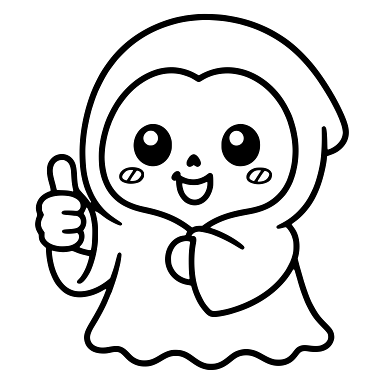 Blushing Grim Reaper Giving Thumbs Up — free characters SVG cut file