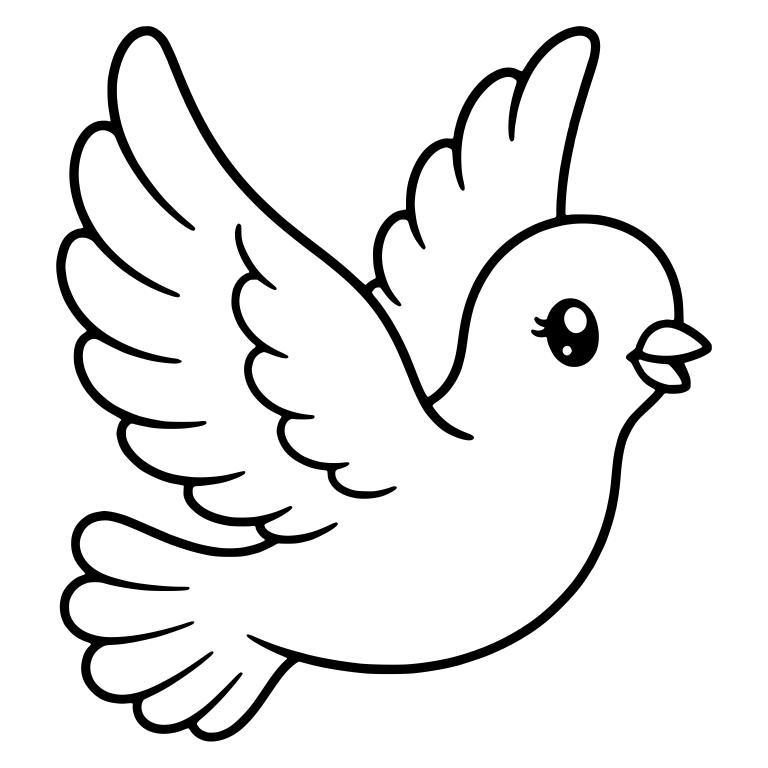 Flying Dove Facing Right With Wings Up and Sparkly Eye — free animal SVG cut file